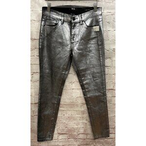 BDG URBAN OUTFITTERS Mid Rise Twig Ankle Skinny Metallic Silver Jeans 29 NEW